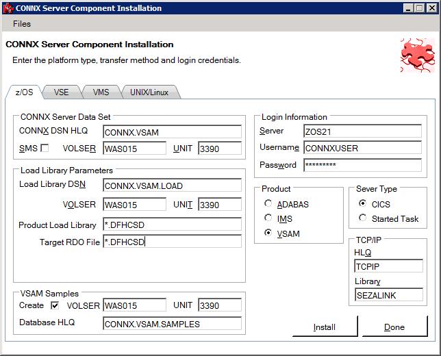 To Install The Connx Components On The Target Cics Vsam Os 390 Z Os System